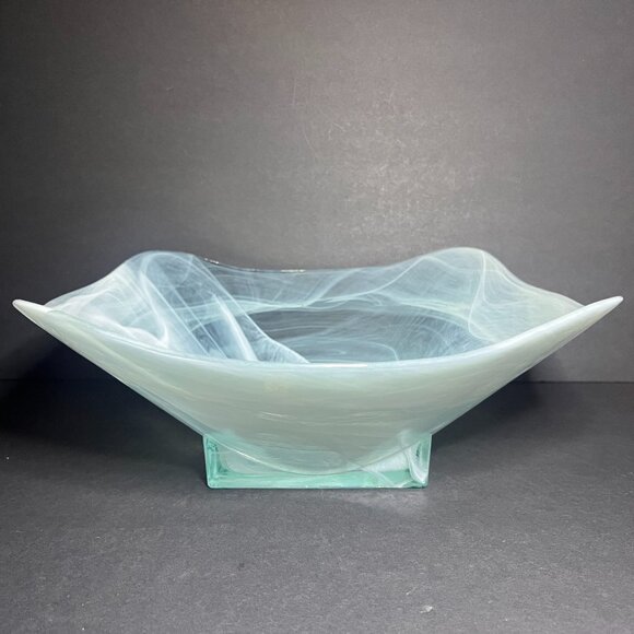 Vidrios San Miguel Handmade in Spain Large Swirl Recycled Glass Centerpiece Bowl - Picture 3 of 7